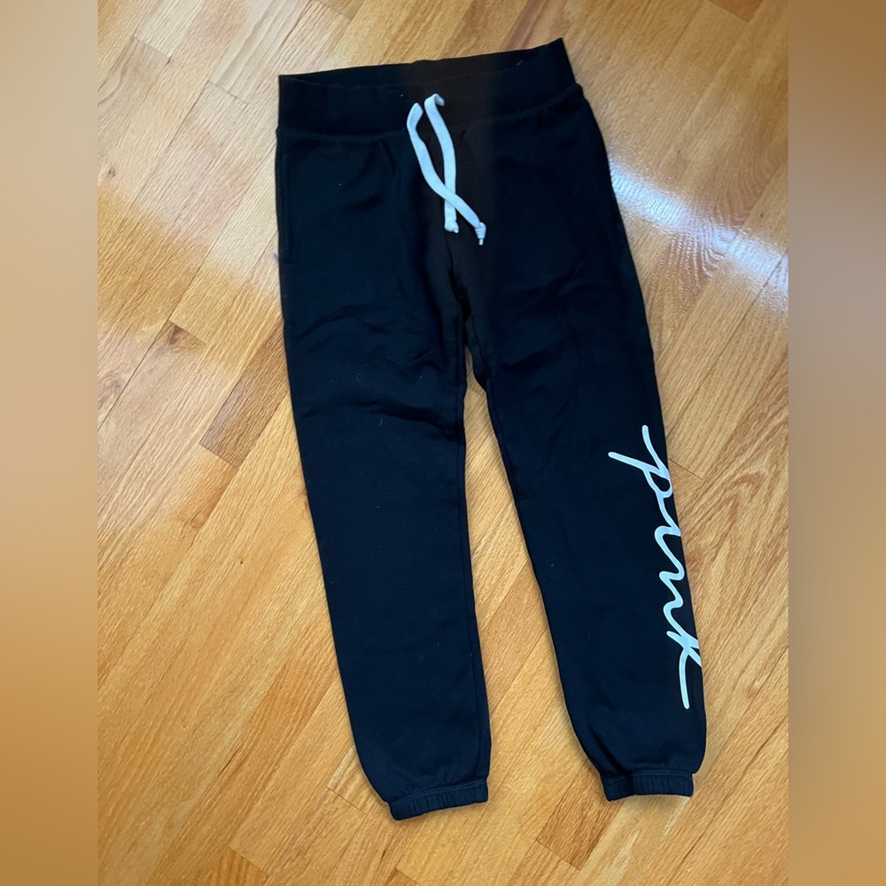PINK Victoria's Secret Black Women’s Joggers with White Script
